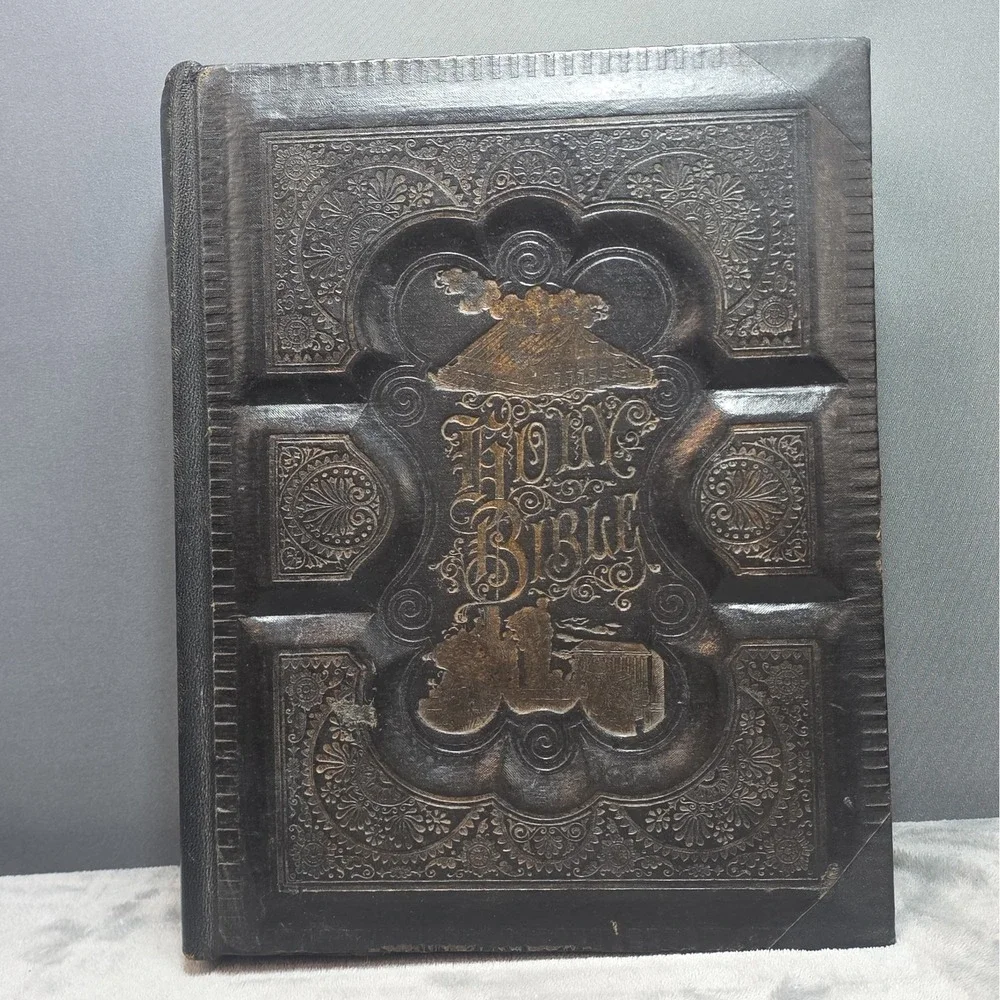 1890 Family Holy Bible Leather Bound Illustrated Burrows Bros Company